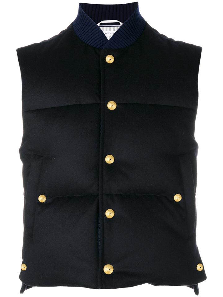 Thom Browne Tonal Grosgrain Down-filled Cashmere Vest - Blue
