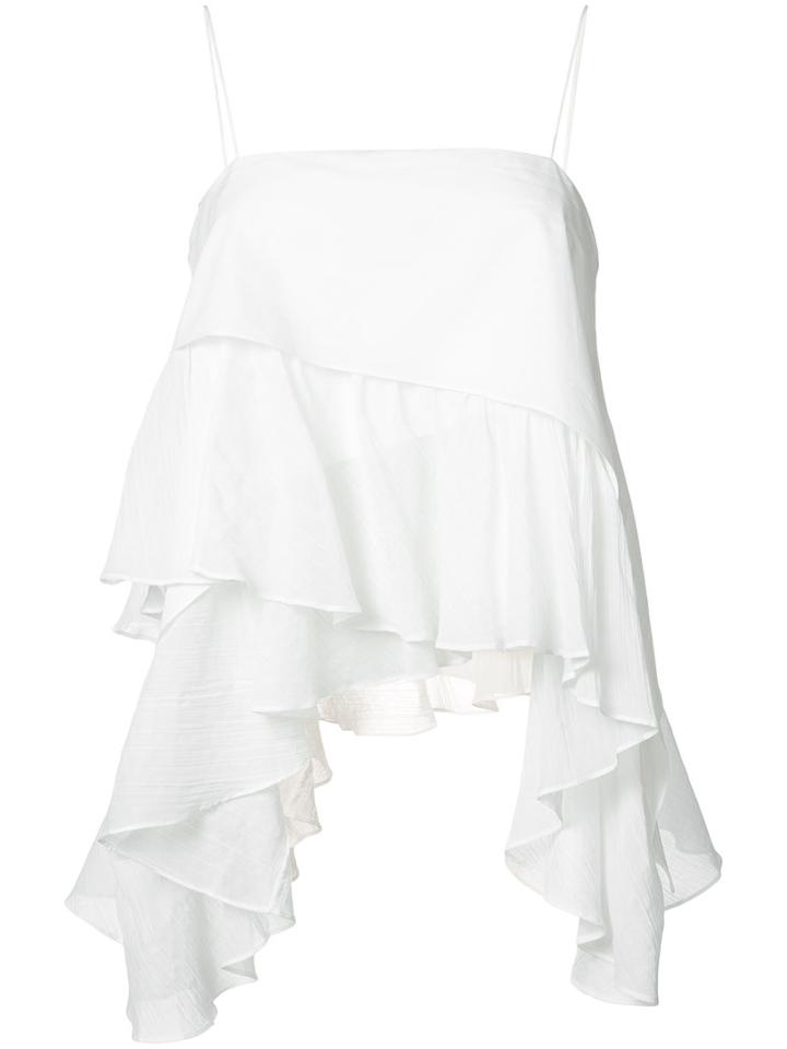 Cinq A Sept - Asymmetric Ruffle Top - Women - Cotton - S, White, Cotton