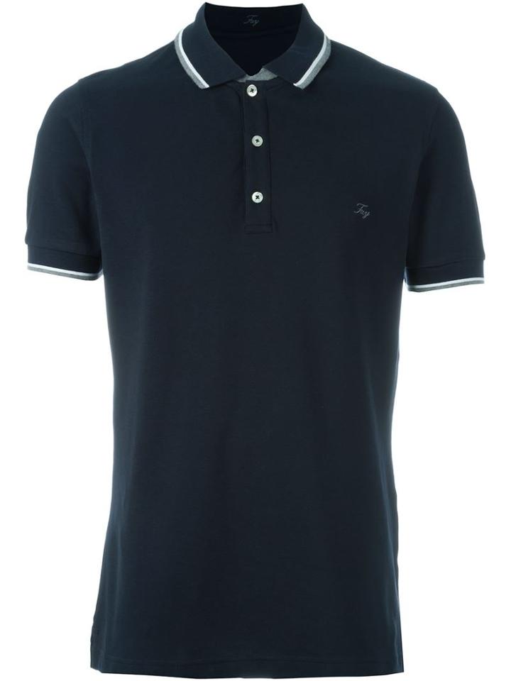 Fay Logo Polo Shirt, Men's, Size: M, Blue, Cotton/spandex/elastane