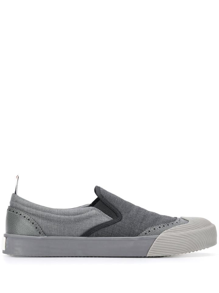 Thom Browne Super 120s Brogued Slip-on Trainer - Grey