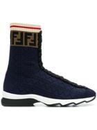 Fendi High Ankle Printed Sneakers - Blue