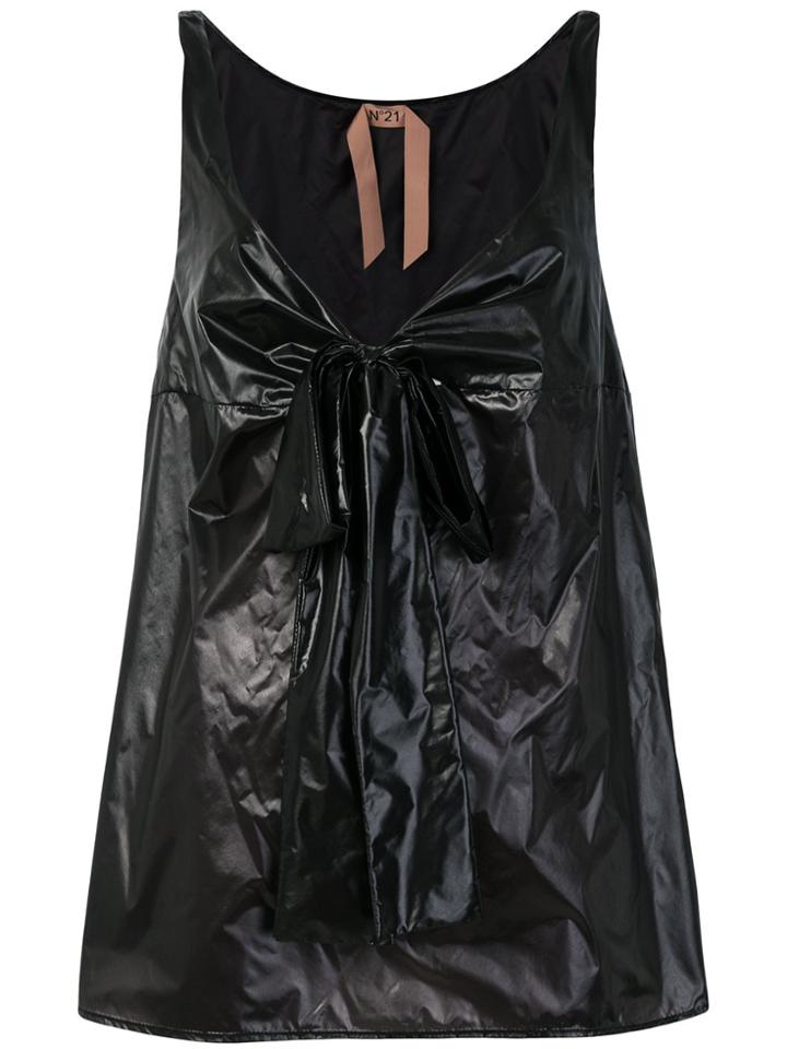 No21 Bow Tie Ruched Tank Top - Black