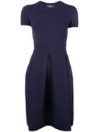 Salvatore Ferragamo Ribbed Short-sleeve Dress, Women's, Size: Large, Blue, Viscose/polyester