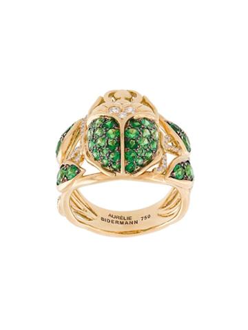 Aurelie Bidermann 'scarab' Tsavorite And Diamond Ring, Women's, Size: 54, Metallic
