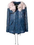 Mr & Mrs Italy Macramé Lace Embroidered Parka - Blue