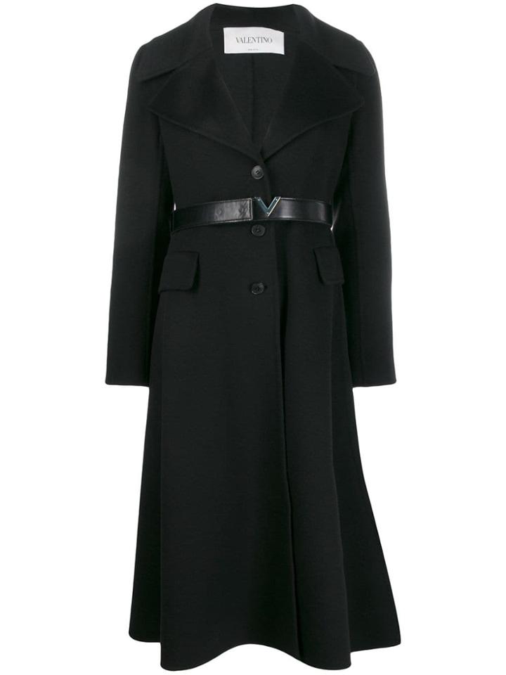 Valentino Cashmere Single-breasted Coat - Black