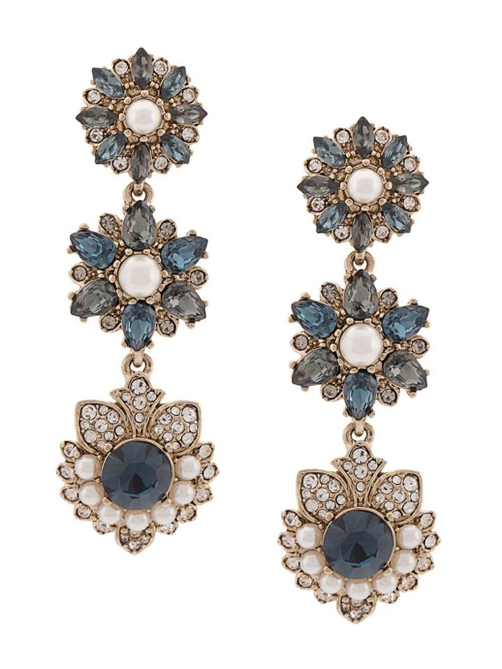 Marchesa Notte Medium Flower Embellished Earrings - Blue