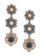 Marchesa Notte Medium Flower Embellished Earrings - Blue