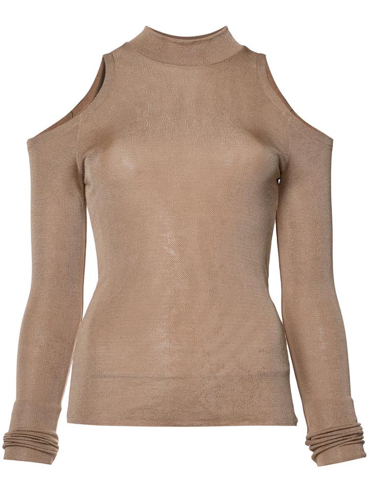 Balmain Cut-out Detail Knitted Top, Women's, Size: 36, Brown, Viscose