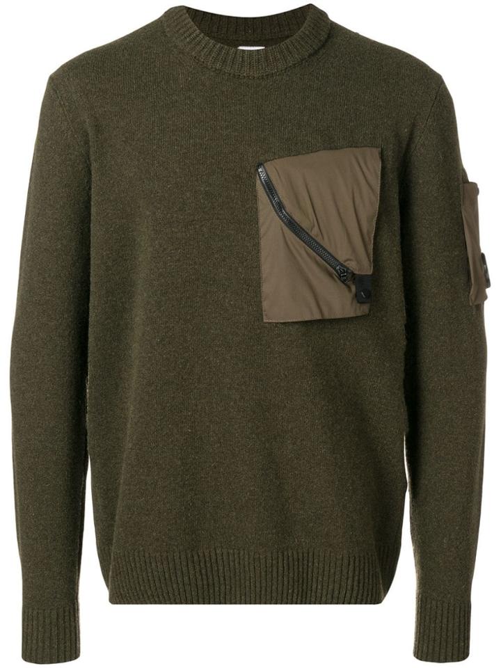Cp Company Lens Arm Pocket Jumper - Green