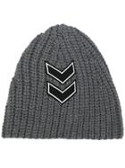 Neil Barrett Chevron Patch Knitted Beanie - Grey
