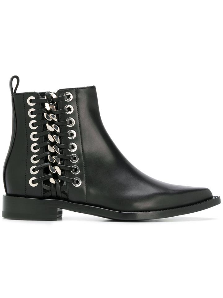 Alexander Mcqueen Cuban Braided Chain Ankle Boots - Black