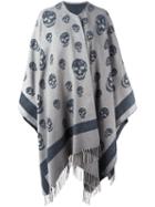 Alexander Mcqueen Multi Skull Knit Poncho, Women's, Nude/neutrals, Cashmere/wool
