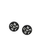 Chanel Vintage Logo Letter Clip Earrings - Black