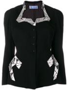 Thierry Mugler Pre-owned Mirrored Appliqués Fitted Jacket - Black