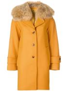 Twin-set Single Breasted Fur Coat - Yellow & Orange