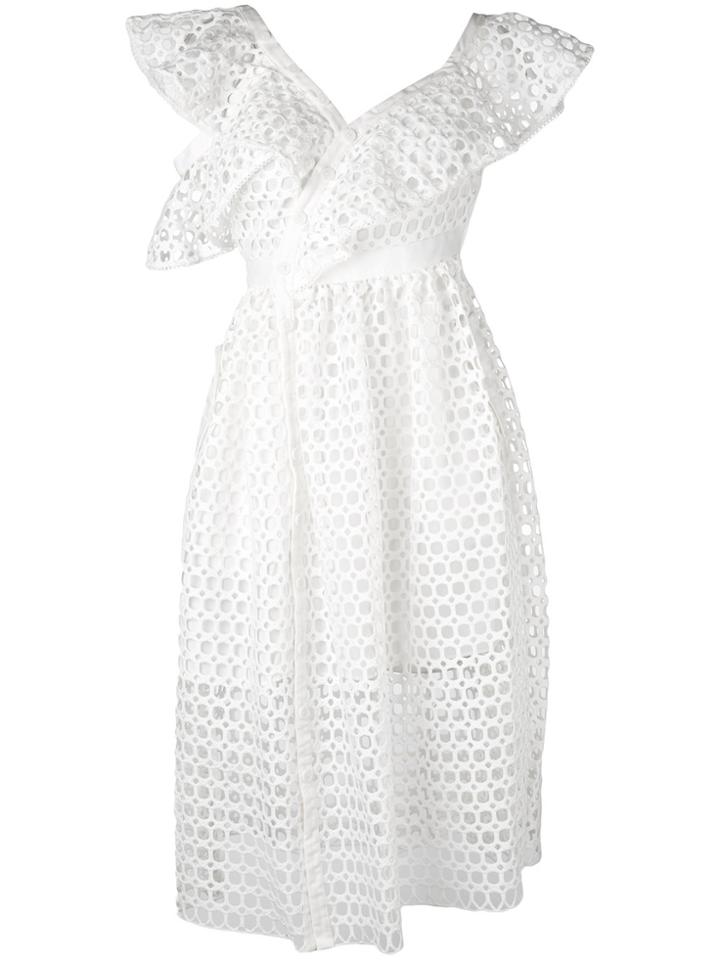Self-portrait Cut-out Detail Shift Dress - White