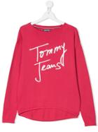 Tommy Hilfiger Junior Teen Logo Embroidered Sweater - Pink & Purple