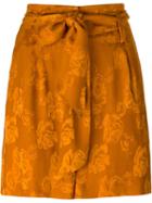 Etro High Waist Floral Shorts, Women's, Size: 42, Yellow/orange, Silk/viscose