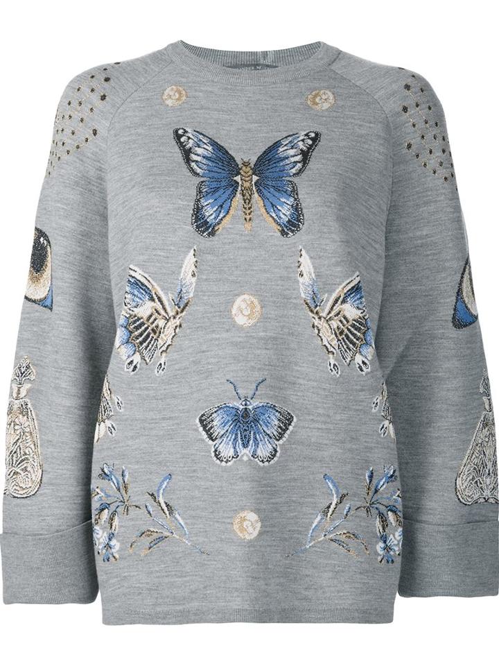 Alexander Mcqueen 'obsession' Sweatshirt, Women's, Size: Large, Grey, Silk/nylon/polyester/metallic Fibre