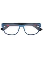 Gucci Eyewear Stripe Detail Square Glasses - Blue