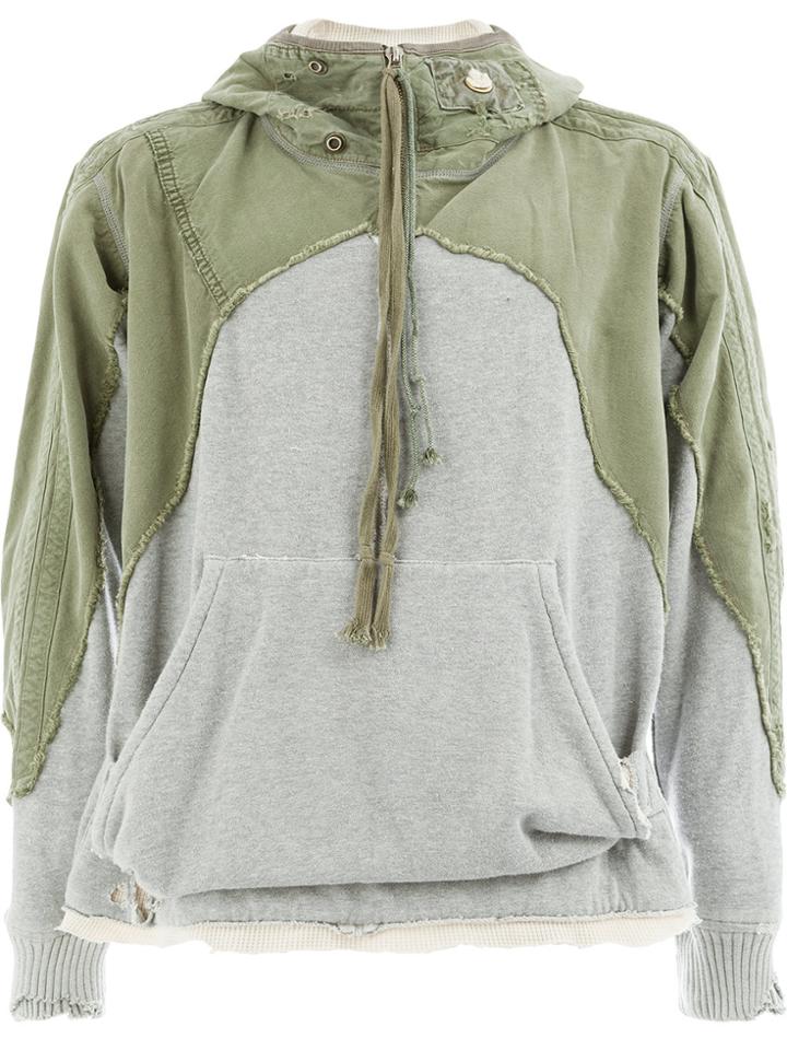 Greg Lauren Panelled Sweatshirt - Green