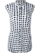 Pleats Please By Issey Miyake Ribbed Effect Dots Print Shirt, Women's, Size: 5, White, Polyester