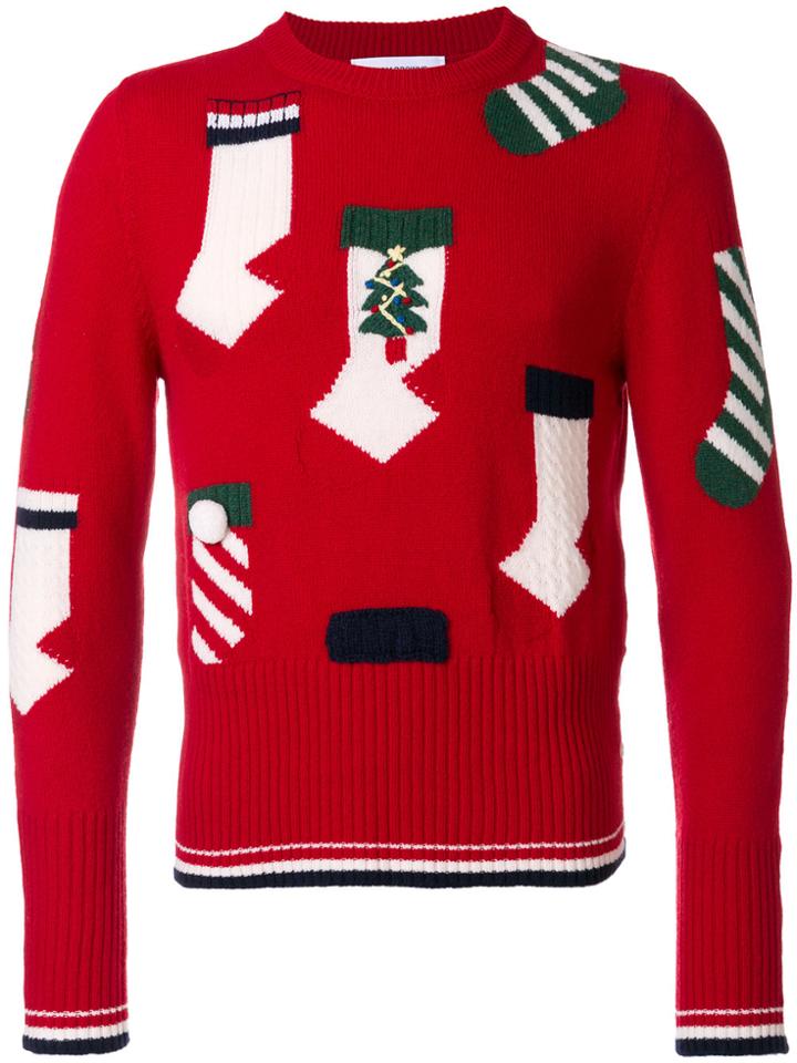 Thom Browne Stocking Patch Jumper - Red