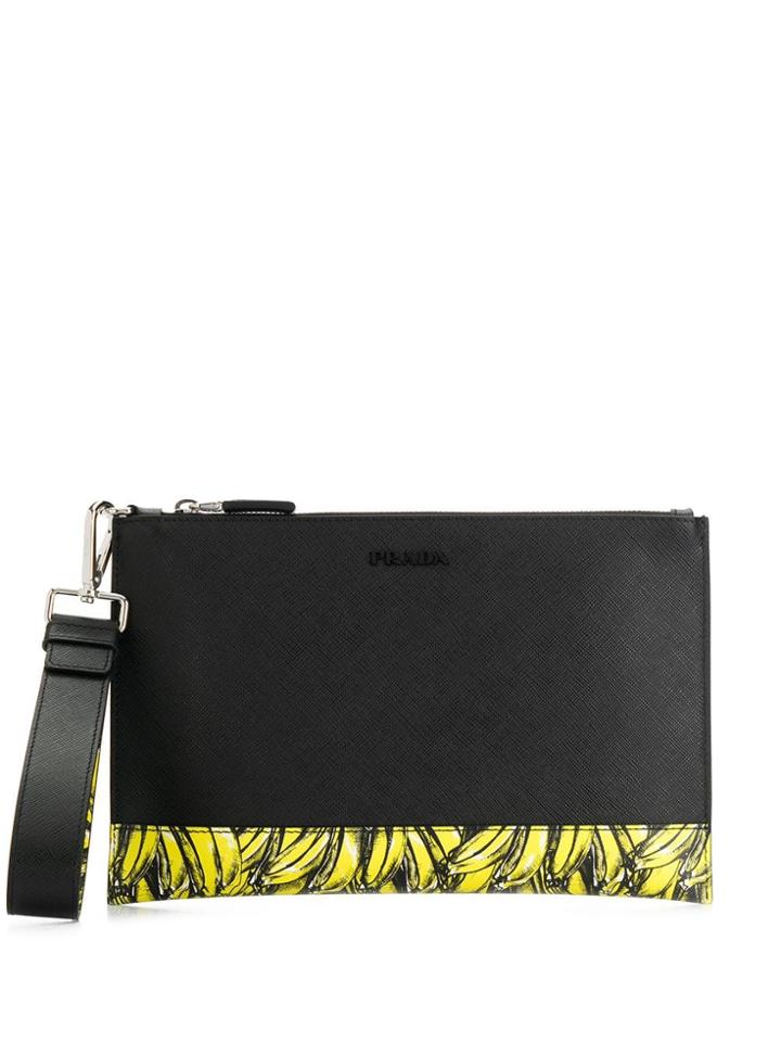 Prada Banana Print Clutch - Black