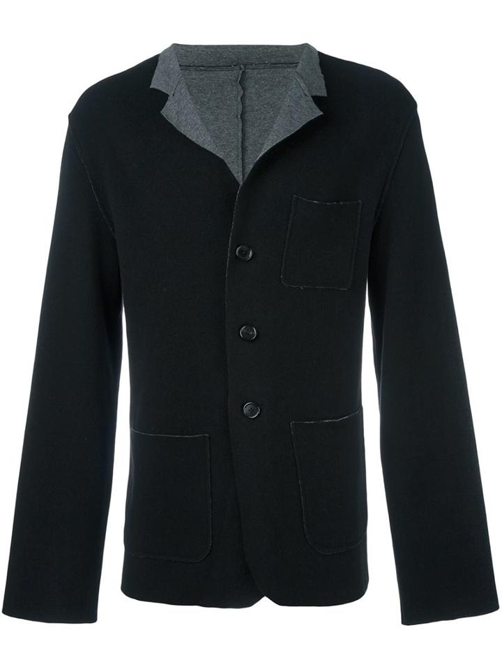 Ann Demeulemeester Grise Contrast Collar Blazer, Men's, Size: Small, Black, Cotton/nylon/wool