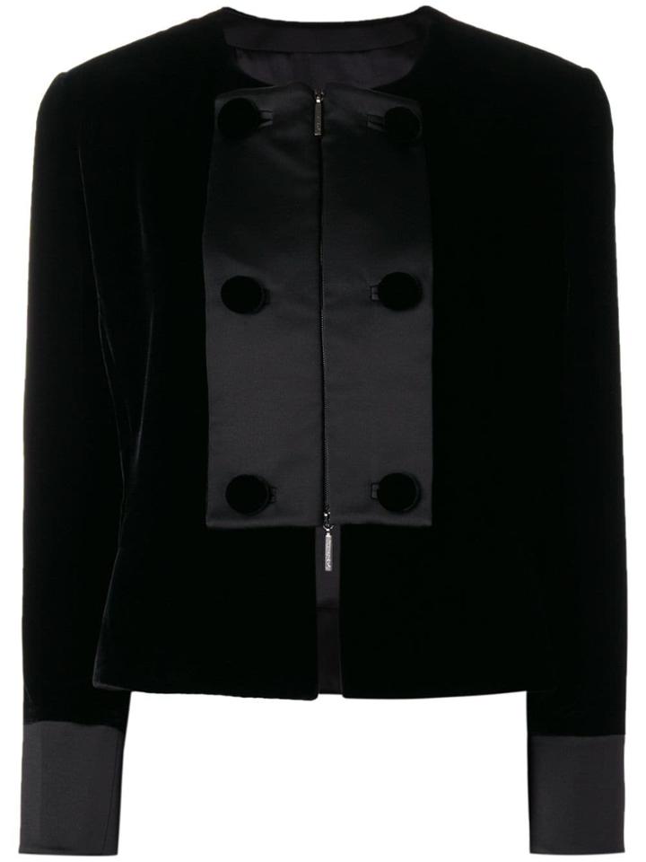 Giorgio Armani Contrast Panel Cropped Jacket - Black