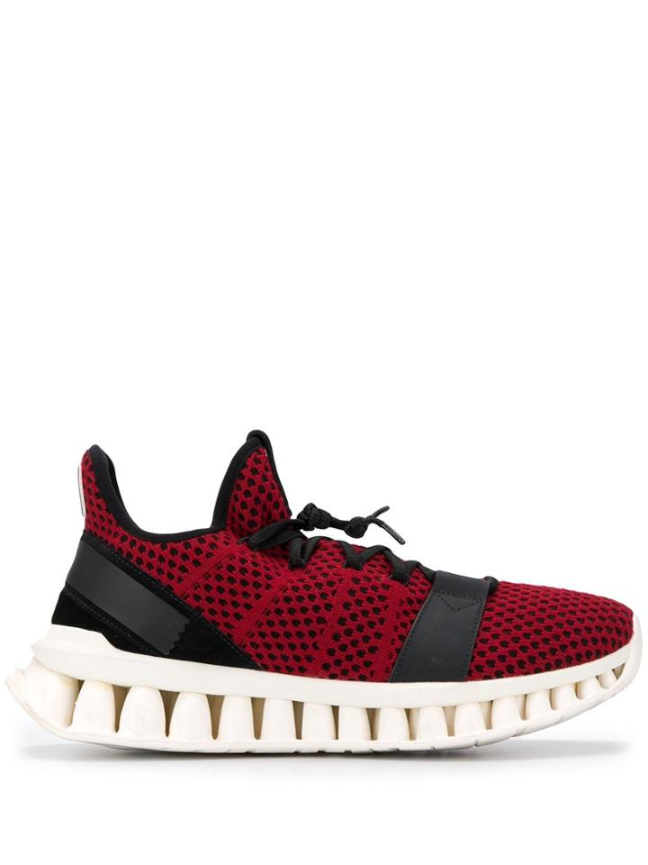 Ermenegildo Zegna Knit Panelled Sneakers - Red