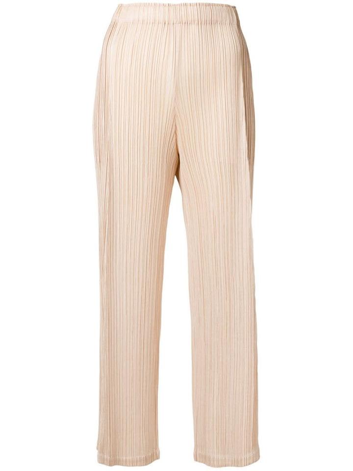 Pleats Please By Issey Miyake Micro-pleated Trousers - Neutrals