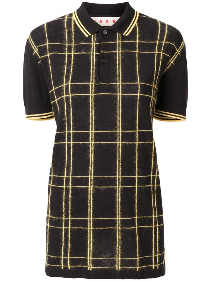Marni Long Checked Polo Shirt - Black