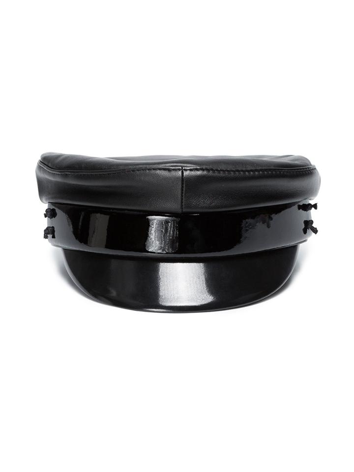 Ruslan Baginskiy Black Leather Baker Boy Cap