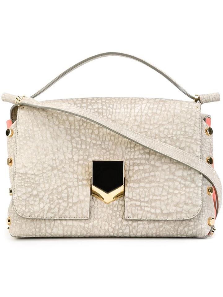 Jimmy Choo Lockett Shoulder Bag, Women's, Grey, Leather/suede