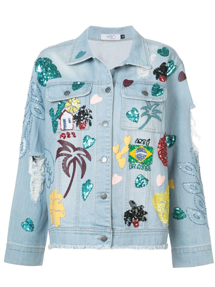Patbo Tropical Patch Denim Jacket - Blue