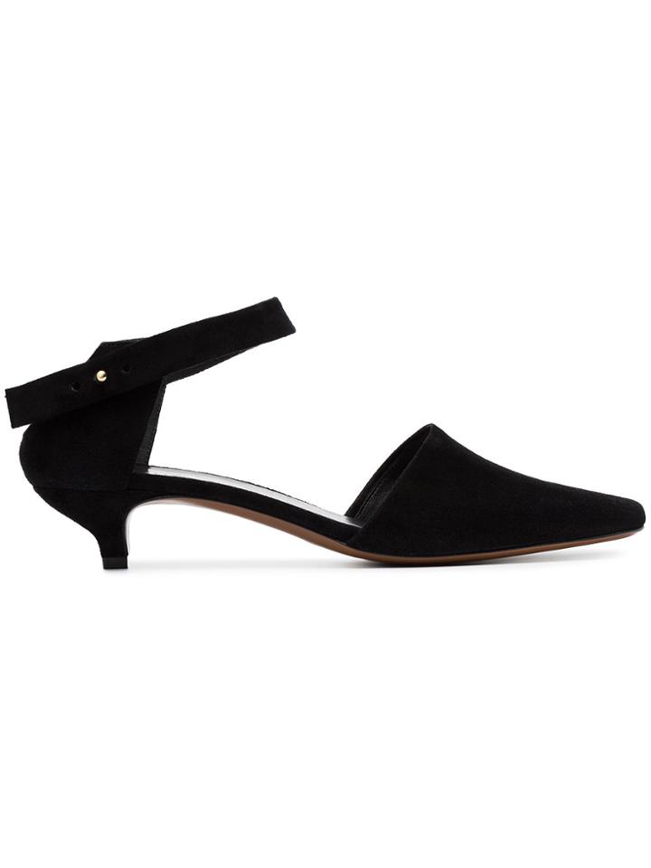 Neous Square Toe Ankle Strap Kitten Heels - Black