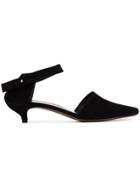 Neous Square Toe Ankle Strap Kitten Heels - Black