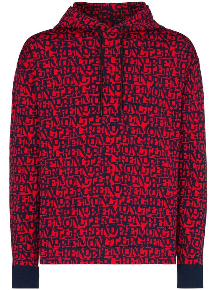 Moncler Grenoble Logo Print Hoodie - Red
