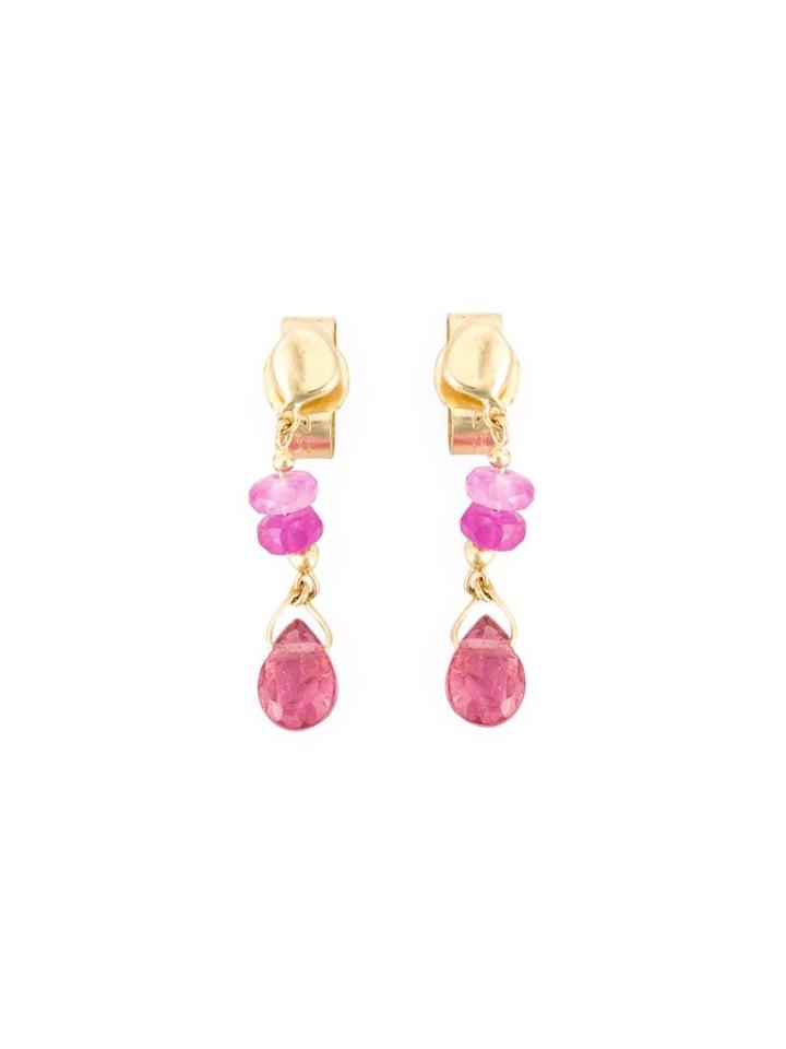 Natasha Collis Pink Sapphire Drop Stud Earrings, Women's, Pink/purple