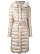 Herno 'ultralight' Fur Trim Coat, Women's, Size: 46, Nude/neutrals, Feather Down/polyamide/raccoon Dog