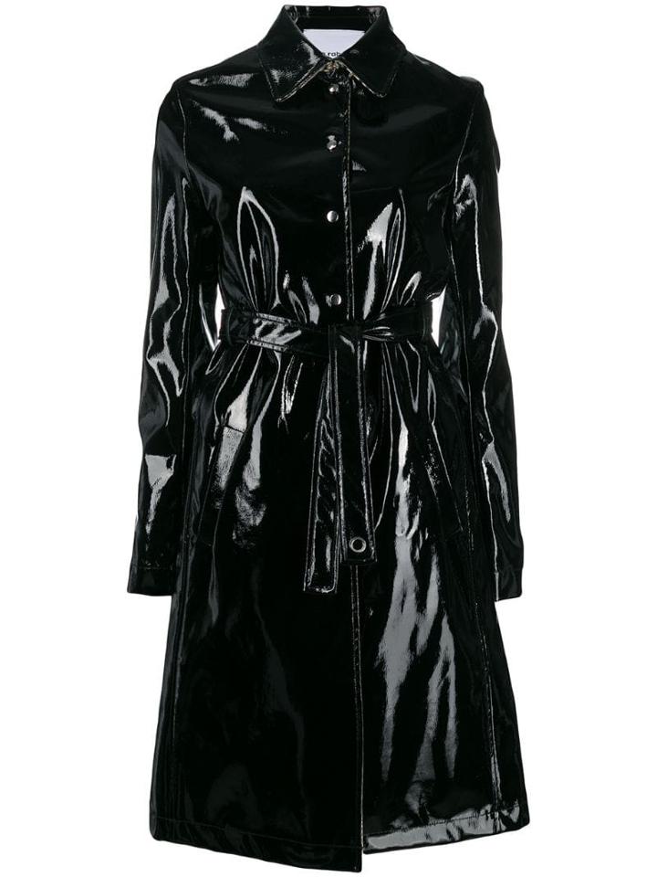 Paco Rabanne Glossy Trench Coat - Black