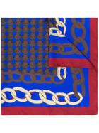 Marni Colour-block Chain Print Scarf - Blue