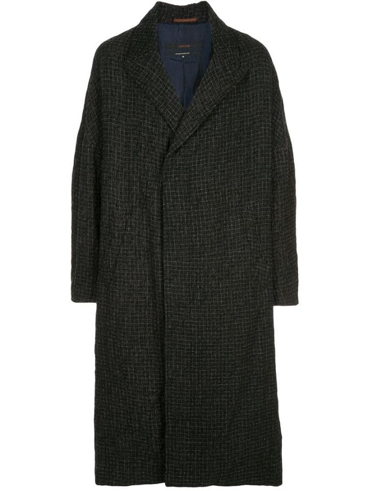 Ziggy Chen Checked Midi Coat - Black