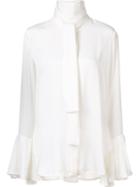 Ellery Long Neck-tie Shirt, Women's, Size: 2, White, Silk/spandex/elastane