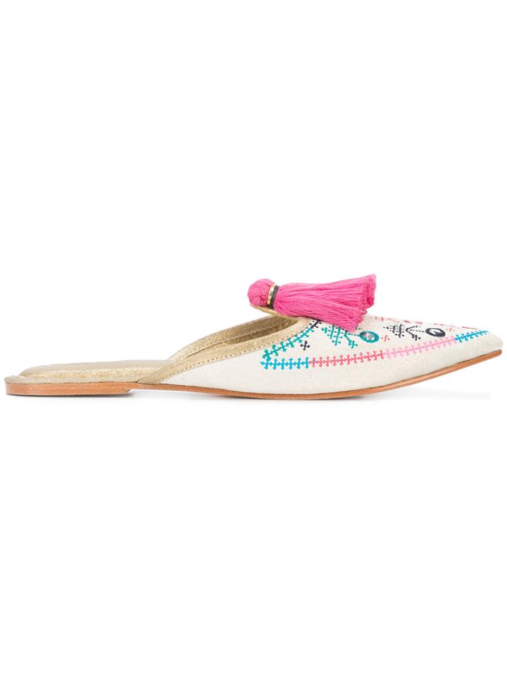 Figue Joanna Embroidery -audrey Mules - Brown