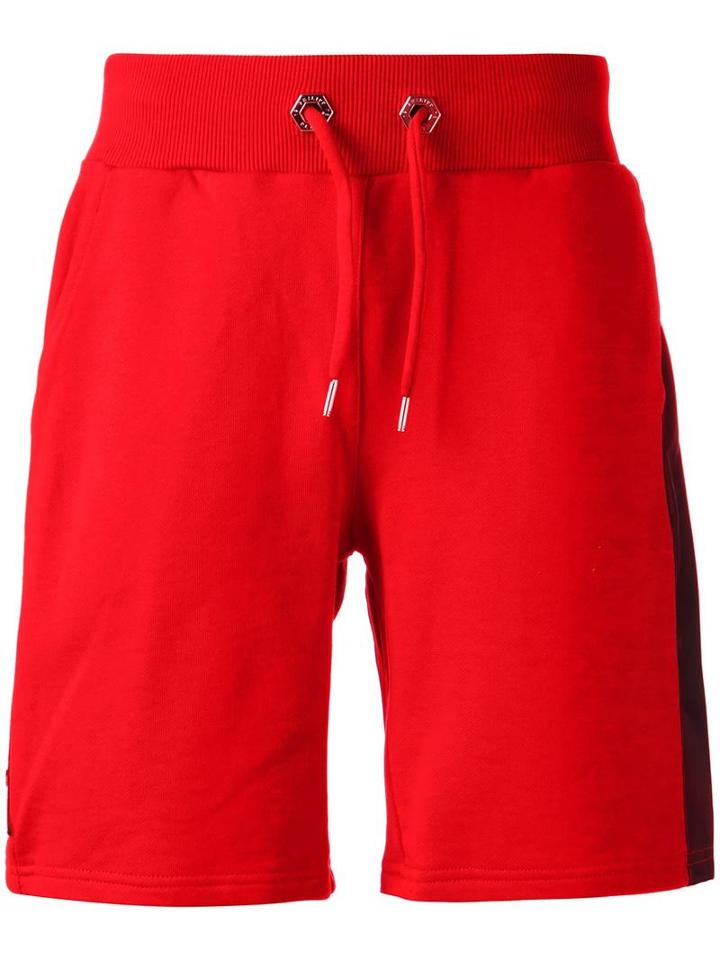 Philipp Plein Evening Jogging Shorts, Men's, Size: Large, Red, Cotton/polyurethane/polyester