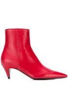 Saint Laurent Studds Ankle Boots - Red