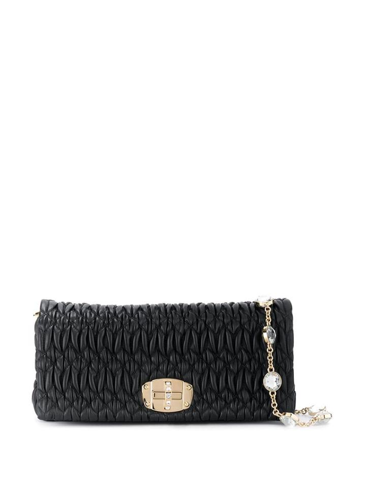 Miu Miu Cloquet Crystal-embellished Shoulder Bag - Black